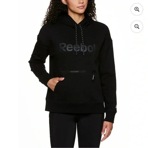 Reebok Super Soft Cropped Gravity Hoodie With Zipper Pocket Womens Size Medium - Picture 1 of 12